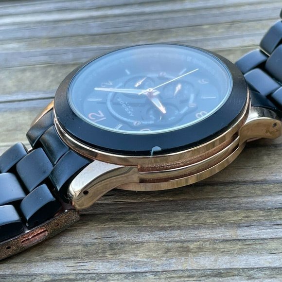 Akribos XXIV Ladies Wrist Watch Black/Gold Tone Analog Multi Function Watch - Picture 4 of 11